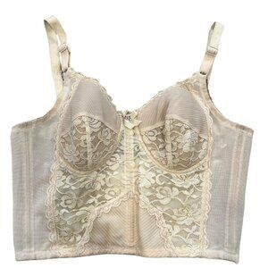 Wacoal 80A (36A) Vintage Ivory Longline Lace Bustier Corset